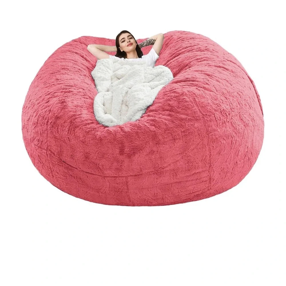 Giant Bean Bag Chair Cover(No Filler),Oversized round Soft Fluffy PV Velvet Wash